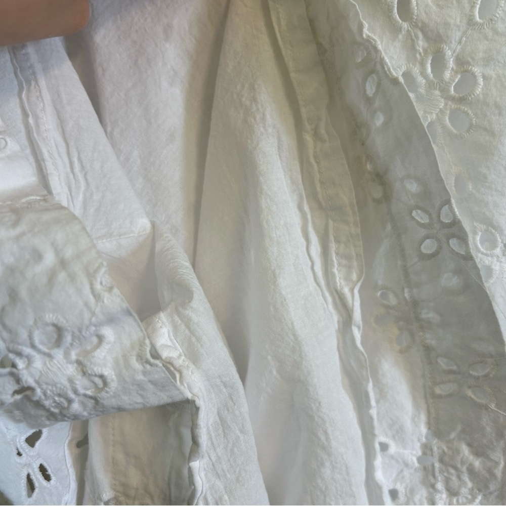 J. Crew White Eyelet Cotton Sundress Sz 2 Shirtdress Summer Bridal Preppy Lace - Picture 5 of 13